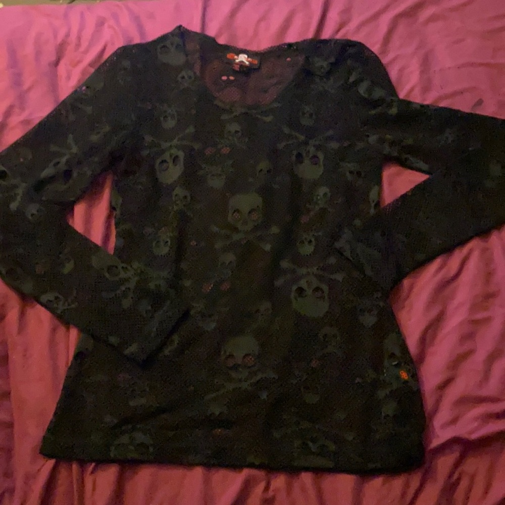 Royal bones by Tripp NYC mesh fish net see through long sleeve top